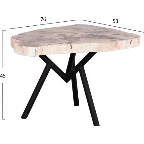 ΤΡΑΠΕΖΙ ΣΑΛΟΝΙΟΥ SAMAN HM9930 ΜΑΥΡΑ ΜΕΤΑΛΛΙΚΑ ΠΟΔΙΑ-TOP ΑΠΟΛΙΘΩΜΕΝΟΥ ΞΥΛΟΥ 76x53x45Υεκ