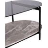ΤΡΑΠΕΖΙ ΣΑΛΟΝΙΟΥ ΟΒΑΛ KITTY HM18040 ΓΥΑΛΙ ΦΙΜΕ TOP-GREY MARBLE ΜΕΛΑΜΙΝΗ 110x50x43Υεκ