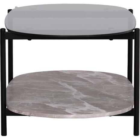 ΤΡΑΠΕΖΙ ΣΑΛΟΝΙΟΥ ΟΒΑΛ KITTY HM18040 ΓΥΑΛΙ ΦΙΜΕ TOP-GREY MARBLE ΜΕΛΑΜΙΝΗ 110x50x43Υεκ