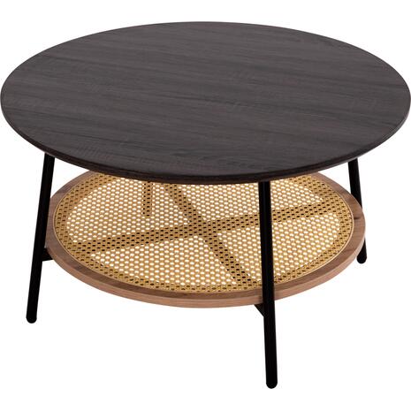 ΤΡΑΠΕΖΙ ΣΑΛΟΝΙΟΥ SEWELL HM18033 MDF ΣΕ ZEBRANO-ΜΕΤΑΛΛΙΚΑ ΠΟΔΙΑ-WICKER Φ80x46,5Υεκ.