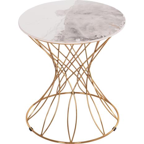 ΒΟΗΘΗΤΙΚΟ ΤΡΑΠΕΖΑΚΙ RUDY HM18037.01 ΚΕΡΑΜΙΚΟ TOP ΛΕΥΚΟ-ΜΕΤΑΛΛΟ ΧΡΥΣΟ Φ45x48,5Υεκ.