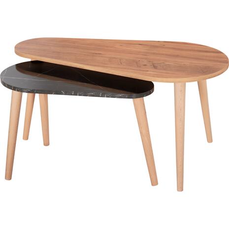 ΤΡΑΠΕΖΙΑ ΣΑΛΟΝΙΟΥ 2ΤΜΧ APRILIA HM18179.02 ΜΕΛΑΜΙΝΗ ΦΥΣΙΚΟ-ΜΑΥΡΟ ΜΑΡΜΑΡΟ 95x47x47Υεκ