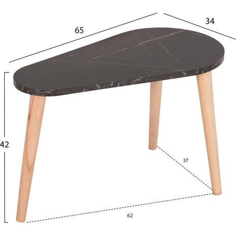 ΤΡΑΠΕΖΙΑ ΣΑΛΟΝΙΟΥ 2ΤΜΧ APRILIA HM18179.02 ΜΕΛΑΜΙΝΗ ΦΥΣΙΚΟ-ΜΑΥΡΟ ΜΑΡΜΑΡΟ 95x47x47Υεκ