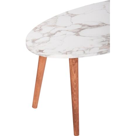 ΣΕΤ ΤΡΑΠΕΖΙ ΣΑΛΟΝΙΟΥ & 3 ΒΟΗΘ.ΤΡΑΠΕΖΙΑ VITAL HM18180.03 ΜΕΛΑΜΙΝΗ ΛΕΥΚΟ ΜΑΡΜΑΡΟ-ΚΑΡΥΔΙ ΠΟΔΙΑ