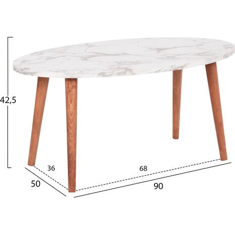 ΣΕΤ ΤΡΑΠΕΖΙ ΣΑΛΟΝΙΟΥ & 3 ΒΟΗΘ.ΤΡΑΠΕΖΙΑ VITAL HM18180.03 ΜΕΛΑΜΙΝΗ ΛΕΥΚΟ ΜΑΡΜΑΡΟ-ΚΑΡΥΔΙ ΠΟΔΙΑ