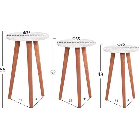 ΣΕΤ ΤΡΑΠΕΖΙ ΣΑΛΟΝΙΟΥ & 3 ΒΟΗΘ.ΤΡΑΠΕΖΙΑ VITAL HM18180.03 ΜΕΛΑΜΙΝΗ ΛΕΥΚΟ ΜΑΡΜΑΡΟ-ΚΑΡΥΔΙ ΠΟΔΙΑ