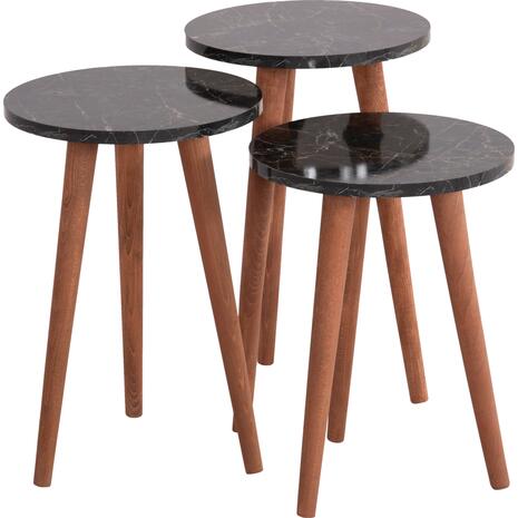 ΣΕΤ ΤΡΑΠΕΖΙ ΣΑΛΟΝΙΟΥ & 3 ΒΟΗΘ.ΤΡΑΠΕΖΙΑ VITAL HM18180.02 ΜΕΛΑΜΙΝΗ ΜΑΥΡΟ ΜΑΡΜΑΡΟ-ΚΑΡΥΔΙ ΠΟΔΙΑ