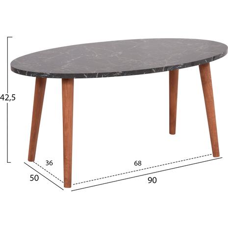 ΣΕΤ ΤΡΑΠΕΖΙ ΣΑΛΟΝΙΟΥ & 3 ΒΟΗΘ.ΤΡΑΠΕΖΙΑ VITAL HM18180.02 ΜΕΛΑΜΙΝΗ ΜΑΥΡΟ ΜΑΡΜΑΡΟ-ΚΑΡΥΔΙ ΠΟΔΙΑ