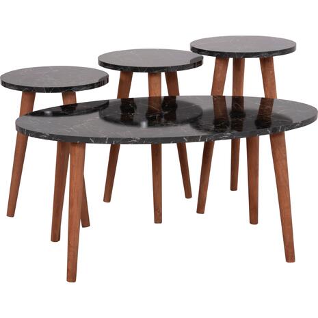 ΣΕΤ ΤΡΑΠΕΖΙ ΣΑΛΟΝΙΟΥ & 3 ΒΟΗΘ.ΤΡΑΠΕΖΙΑ VITAL HM18180.02 ΜΕΛΑΜΙΝΗ ΜΑΥΡΟ ΜΑΡΜΑΡΟ-ΚΑΡΥΔΙ ΠΟΔΙΑ