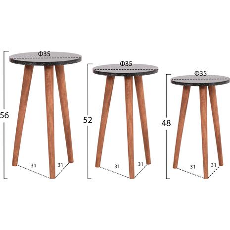 ΣΕΤ ΤΡΑΠΕΖΙ ΣΑΛΟΝΙΟΥ & 3 ΒΟΗΘ.ΤΡΑΠΕΖΙΑ VITAL HM18180.02 ΜΕΛΑΜΙΝΗ ΜΑΥΡΟ ΜΑΡΜΑΡΟ-ΚΑΡΥΔΙ ΠΟΔΙΑ