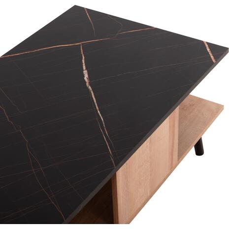 ΤΡΑΠΕΖΙ ΣΑΛΟΝΙΟΥ ΜΕ ΡΑΦΙ GUNNEZ HM9036.22 ΟΨΗ ΜΑΥΡΟ ΜΑΡΜΑΡΟ & ΟAK 90x54x38,5Υεκ.