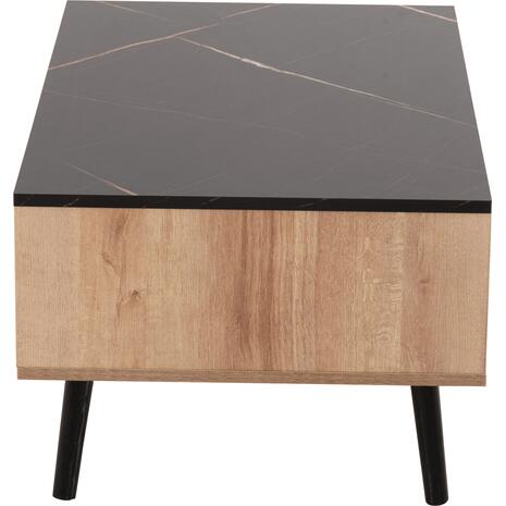 ΤΡΑΠΕΖΙ ΣΑΛΟΝΙΟΥ ΜΕ ΡΑΦΙ GUNNEZ HM9036.22 ΟΨΗ ΜΑΥΡΟ ΜΑΡΜΑΡΟ & ΟAK 90x54x38,5Υεκ.