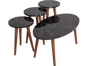 ΣΕΤ ΤΡΑΠΕΖΙ ΣΑΛΟΝΙΟΥ & 3 ΒΟΗΘ.ΤΡΑΠΕΖΙΑ VITAL HM18180.02 ΜΕΛΑΜΙΝΗ ΜΑΥΡΟ ΜΑΡΜΑΡΟ-ΚΑΡΥΔΙ ΠΟΔΙΑ