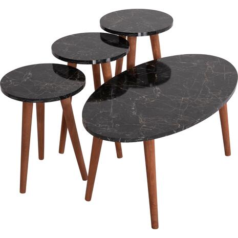 ΣΕΤ ΤΡΑΠΕΖΙ ΣΑΛΟΝΙΟΥ & 3 ΒΟΗΘ.ΤΡΑΠΕΖΙΑ VITAL HM18180.02 ΜΕΛΑΜΙΝΗ ΜΑΥΡΟ ΜΑΡΜΑΡΟ-ΚΑΡΥΔΙ ΠΟΔΙΑ