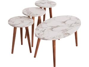 ΣΕΤ ΤΡΑΠΕΖΙ ΣΑΛΟΝΙΟΥ & 3 ΒΟΗΘ.ΤΡΑΠΕΖΙΑ VITAL HM18180.03 ΜΕΛΑΜΙΝΗ ΛΕΥΚΟ ΜΑΡΜΑΡΟ-ΚΑΡΥΔΙ ΠΟΔΙΑ