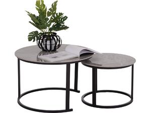 ΤΡΑΠΕΖΙ ΣΑΛΟΝΙΟΥ 2ΤΜΧ TALOS ΚΕΡΑΜΙΚΟ TOP ΜΕ ΟΨΗ ΓΚΡΙ ΜΑΡΜΑΡΟΥ HM18140.04 Φ70+Φ50