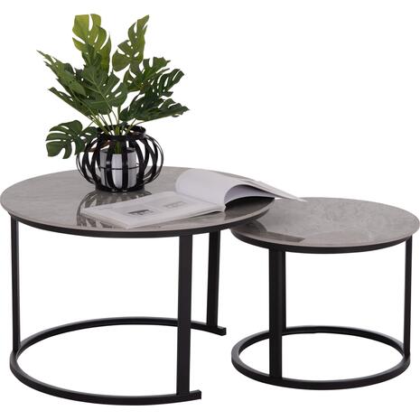 ΤΡΑΠΕΖΙ ΣΑΛΟΝΙΟΥ 2ΤΜΧ TALOS ΚΕΡΑΜΙΚΟ TOP ΜΕ ΟΨΗ ΓΚΡΙ ΜΑΡΜΑΡΟΥ HM18140.04 Φ70+Φ50