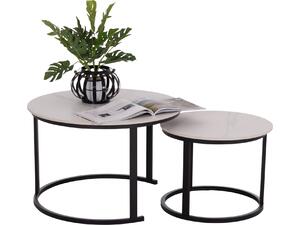 ΤΡΑΠΕΖΙA ΣΑΛΟΝΙΟΥ ΣΕΤ 2ΤΜΧ TALOS ΚΕΡΑΜΙΚΟ TOP ΜΕ ΟΨΗ ΛΕΥΚΟΥ ΜΑΡΜΑΡΟΥ HM18140.01 Φ70+Φ50