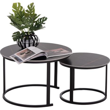 ΤΡΑΠΕΖΙ ΣΑΛΟΝΙΟΥ 2ΤΜΧ TALOS ΚΕΡΑΜΙΚΟ TOP ΜΕ ΟΨΗ ΜΑΥΡΟΥ ΜΑΡΜΑΡΟΥ HM18140.02 Φ70+Φ50