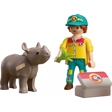 Playmobil Duo Pack Φροντιστής Ζώων Και Ρινόκερος 72025