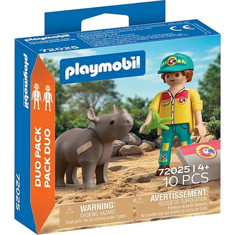 Playmobil Duo Pack Φροντιστής Ζώων Και Ρινόκερος 72025