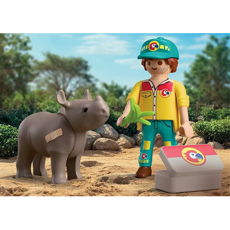 Playmobil Duo Pack Φροντιστής Ζώων Και Ρινόκερος 72025