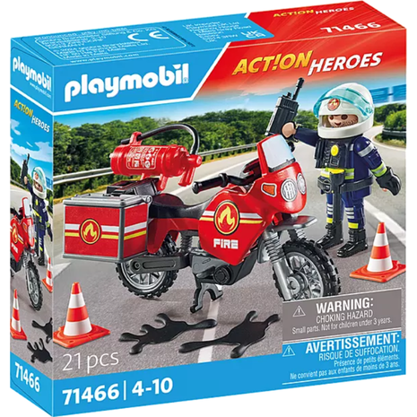 Playmobil Action Heroes Πυροσβέστης Με Μοτοσικλέτα 71466