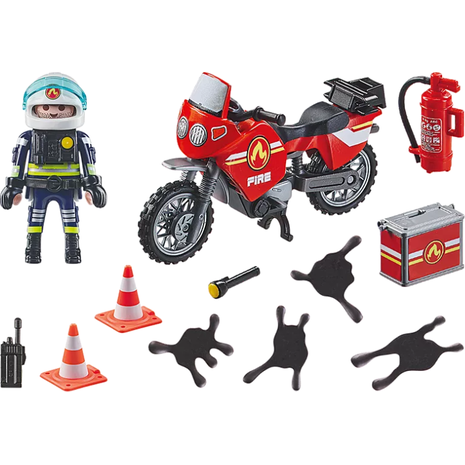 Playmobil Action Heroes Πυροσβέστης Με Μοτοσικλέτα 71466