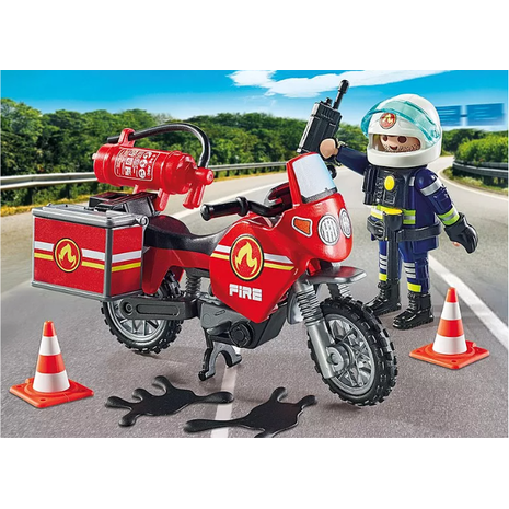 Playmobil Action Heroes Πυροσβέστης Με Μοτοσικλέτα 71466