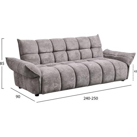 ΚΑΝΑΠΕΣ ΚΡΕΒΑΤΙ MELU HM3314.01 ΓΚΡΙ ΥΦΑΣΜΑ--ΚΑΘΙΣΜΑ POCKET SPRINGS 240-250x90x85Υεκ.