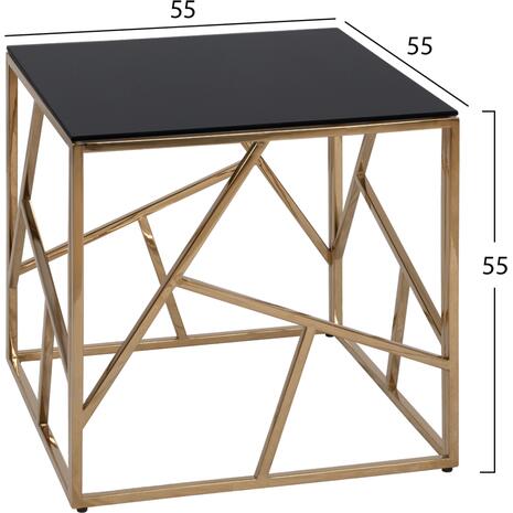 ΒΟΗΘΗΤΙΚΟ ΤΡΑΠΕΖΑΚΙ JANA ΜΕ ΜΑΥΡΟ ΓΥΑΛΙ ΚΑΙ ΕΠΙΧΡΥΣΗ ΒΑΣΗ 55X55Χ55Y EK.HM8619.01