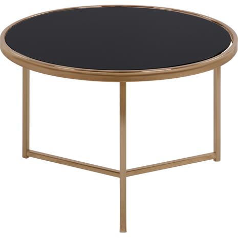 ΤΡΑΠΕΖΙ ΣΤΡΟΓΓΥΛΟ FRANCESCO HM8607 ΜΕ ΓΥΑΛΙΝΗ ΕΠΙΦΑΝΕΙΑ ΚΑΙ ΕΠΙΧΡΥΣΟ ΣΚΕΛΕΤΟ