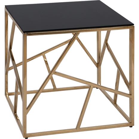 ΒΟΗΘΗΤΙΚΟ ΤΡΑΠΕΖΑΚΙ JANA ΜΕ ΜΑΥΡΟ ΓΥΑΛΙ ΚΑΙ ΕΠΙΧΡΥΣΗ ΒΑΣΗ 55X55Χ55Y EK.HM8619.01