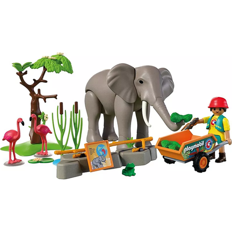 Playmobil Animals And Friends Φροντιστής Ζωολογικού Πάρκου Με Ελέφαντα Και Φλαμίνγκο 72068