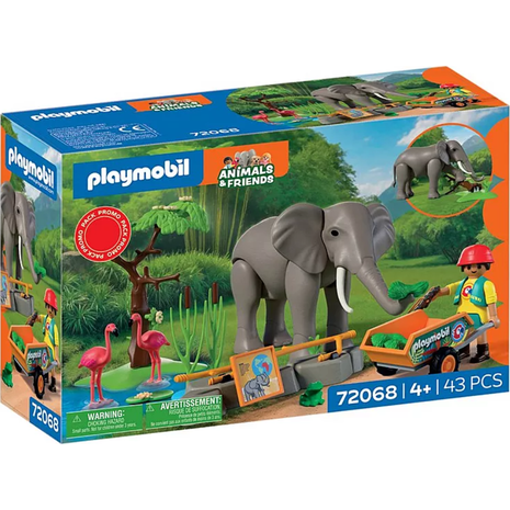Playmobil Animals And Friends Φροντιστής Ζωολογικού Πάρκου Με Ελέφαντα Και Φλαμίνγκο 72068
