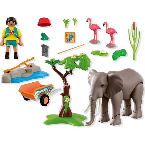 Playmobil Animals And Friends Φροντιστής Ζωολογικού Πάρκου Με Ελέφαντα Και Φλαμίνγκο 72068