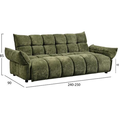 ΚΑΝΑΠΕΣ ΚΡΕΒΑΤΙ MELU HM3314.03 ΠΡΑΣΙΝΟ ΥΦΑΣΜΑ--ΚΑΘΙΣΜΑ POCKET SPRINGS 245x90x85Υεκ