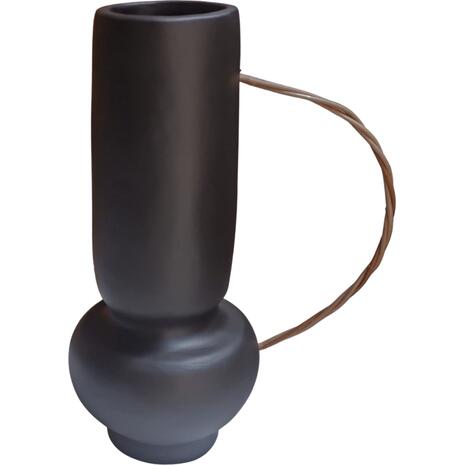 ΔΙΑΚΟΣΜΗΤΙΚΟ ΒΑΖΟ MIBO HM4688.01L ΤΕΡΑΚΟΤΑ ΜΑΥΡH-ΧΕΡΟΥΛΙ ΦΥΣΙΚΟ RATTAN 20.5x15.5x35Υεκ