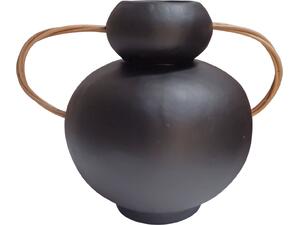 ΔΙΑΚΟΣΜΗΤΙΚΟ ΒΑΖΟ MIBO HM4688.01S ΤΕΡΑΚΟΤΑ ΜΑΥΡH--ΧΕΡΟΥΛΙΑ ΦΥΣΙΚΟ RATTAN 22.5x17x19Υεκ