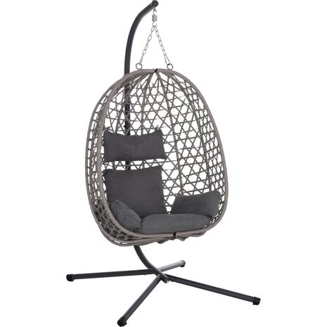 ΚΡΕΜΑΣΤΗ ΦΩΛΙΑ NESTA HM6468.01 ΓΚΡΙ ΜΕΤΑΛΛΟ & P.E.RATTAN 100x100x190Υεκ.