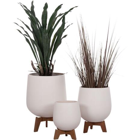 ΣΕΤ 3 ΓΛΑΣΤΡΕΣ ΜΕ TEAK ΒΑΣΕΙΣ TRYLL HM4681.02 FIBER CEMENT ΛΕΥΚΟ