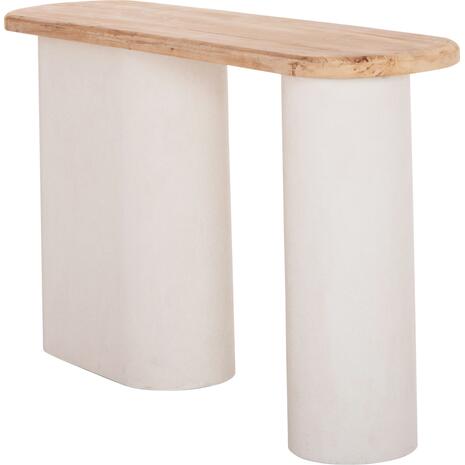 ΚΟΝΣΟΛΑ ΣΕΙΡΑ SANTORINI HM18338 ΤΟΠ ΞΥΛΟ ΕΛΑΤΟΥ-ΒΑΣΗ ΥΠΟΛΕΥΚΟ MDF 150x35x82Υεκ.