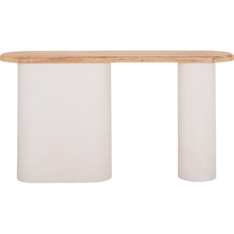 ΚΟΝΣΟΛΑ ΣΕΙΡΑ SANTORINI HM18338 ΤΟΠ ΞΥΛΟ ΕΛΑΤΟΥ-ΒΑΣΗ ΥΠΟΛΕΥΚΟ MDF 150x35x82Υεκ.