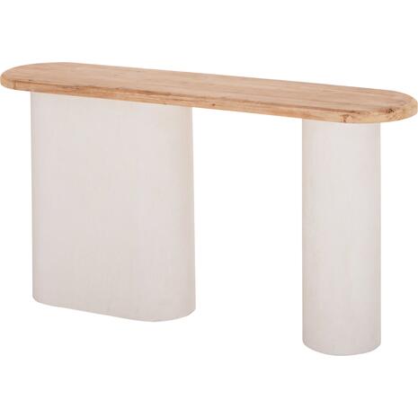 ΚΟΝΣΟΛΑ ΣΕΙΡΑ SANTORINI HM18338 ΤΟΠ ΞΥΛΟ ΕΛΑΤΟΥ-ΒΑΣΗ ΥΠΟΛΕΥΚΟ MDF 150x35x82Υεκ.