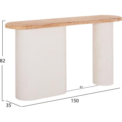 ΚΟΝΣΟΛΑ ΣΕΙΡΑ SANTORINI HM18338 ΤΟΠ ΞΥΛΟ ΕΛΑΤΟΥ-ΒΑΣΗ ΥΠΟΛΕΥΚΟ MDF 150x35x82Υεκ.