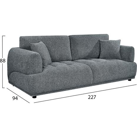 ΚΑΝΑΠΕΣ 3-ΘΕΣΙΟΣ STRUCTO HM3329.01 ΓΚΡΙ ΥΦΑΣΜΑ 227x94x88Υεκ.