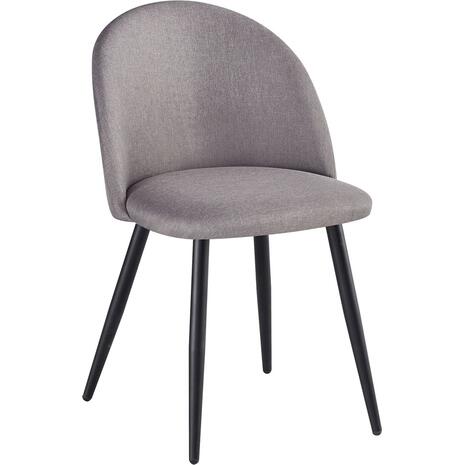 BELLA Καρέκλα Τραπεζαρίας, Μέταλλο Βαφή Μαύρο, Ύφασμα Απόχρωση Sand Grey (σετ 4 τεμαχίων) (ΕΜ757,10)