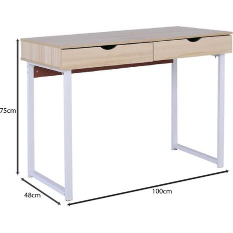 ΓΡΑΦΕΙΟ με 2 Συρτάρια Μέταλλο Βαφή Άσπρο - Maple (ΕΟ403,2Α)