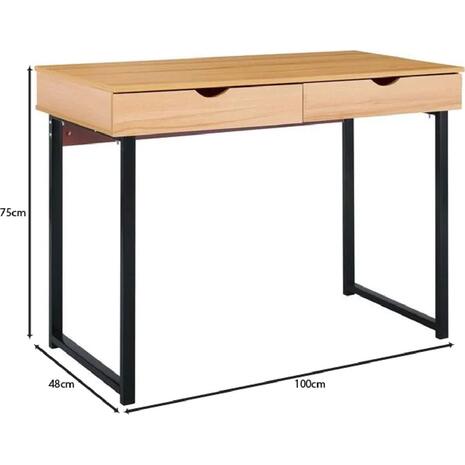 ΓΡΑΦΕΙΟ με 2 Συρτάρια Μέταλλο Βαφή Μαύρο - Φυσικό (ΕΟ403,1)