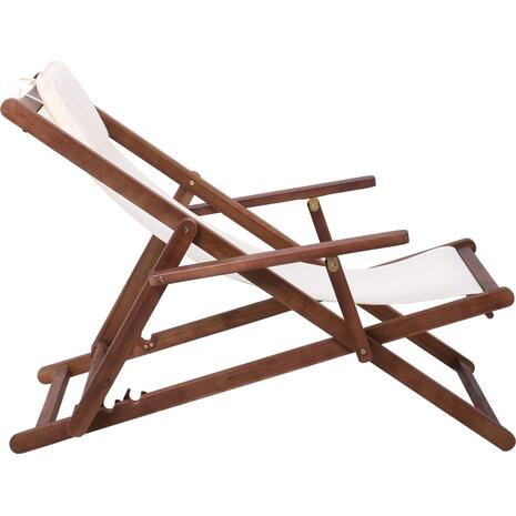 Σαιζ-Λόνγκ - Ξαπλώστρα με Μπράτσα 3 Θέσεων Acacia - Ύφασμα Εκρού Water Repellent (Ε778)